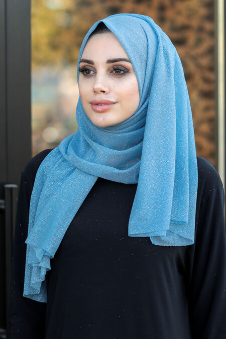 Baby Blue Hijab Shawl 7551BM - NEVA STYLE