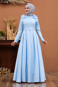  Luxury Baby Blue Muslim Evening Dress 2406BM - 1