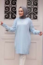 Baby Blue Knit Modest Sweater Tunic 17203BM - 2