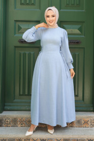 Baby Blue Modest Dress For Women 5962BM - 1