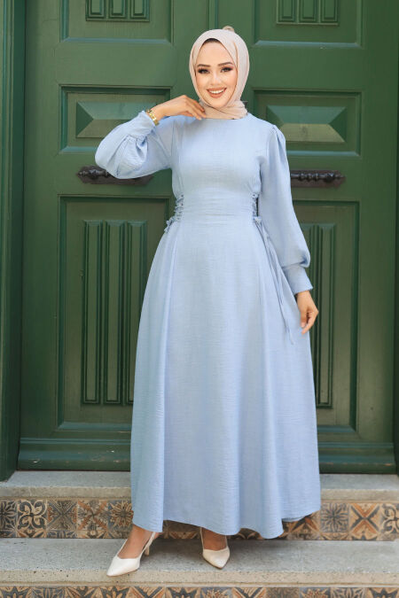 Baby Blue Modest Dress For Women 5962BM - NEVA STYLE
