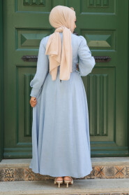 Baby Blue Modest Dress For Women 5962BM - 3