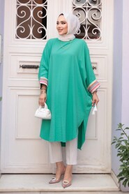 Batwing Sleeve Green Modest Tunic 210048Y - 2