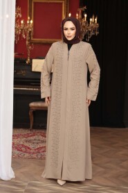 Bead Embellished Beige Modest Abaya 29127BEJ - 2