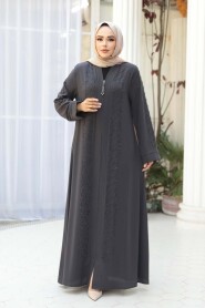 Bead Embellished Charcoal Modest Ferace 29122FU - 2