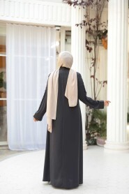 Bead Embellished Charcoal Modest Ferace 29122FU - 3