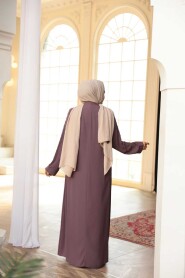 Bead Embellished Dusty Rose Modest Abaya 29122GK - 3