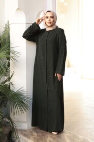 Bead Embellished Khaki Modest Abaya 29118HK - 2