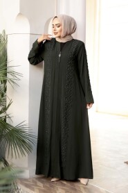 Bead Embellished Khaki Modest Abaya 29123HK - 3
