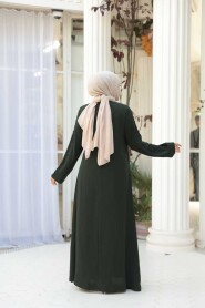 Bead Embellished Khaki Modest Ferace 29122HK - 4