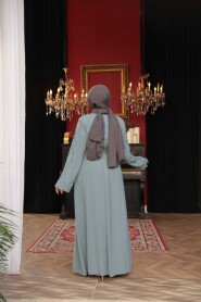 Bead Embellished Mint Modest Abaya 29117MINT - 4