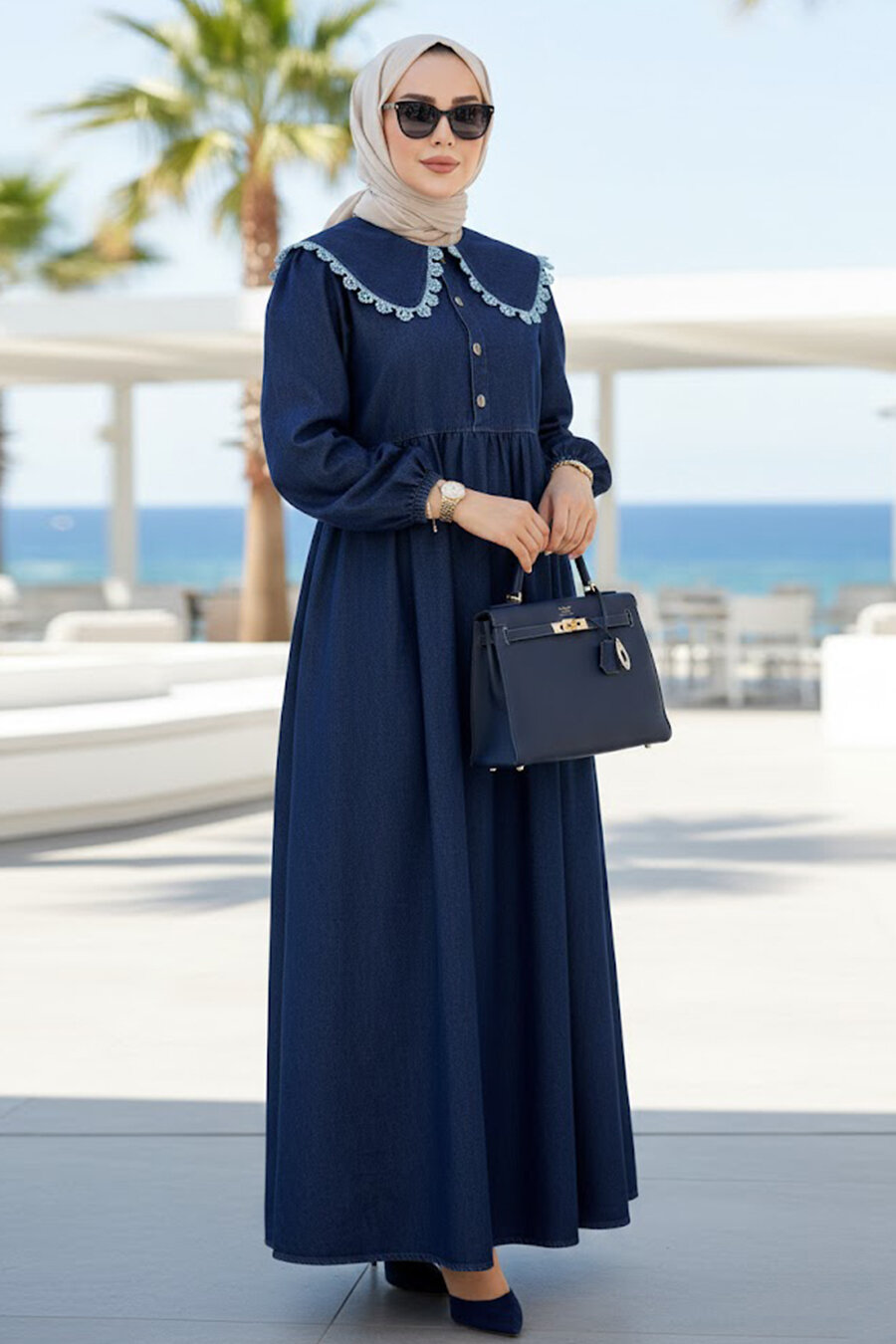 denim dress with peter pan collar Navy Blue Modest 19179L stud fastening. Dinosaur dress for toddler XXTAXN Womens Sexy Tube Color:Light Lime 26 Shein