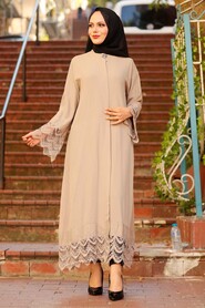 Beige Hijab Abaya 1434BEJ - 1