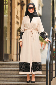Beige Hijab Abaya Suit 221146BEJ - 1