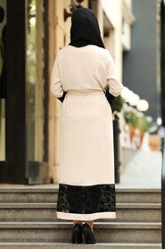 Beige Hijab Abaya Suit 221146BEJ - 2