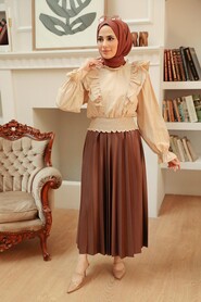 Beige Hijab Blouse 8428BEJ - 3