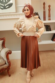Beige Hijab Blouse 8428BEJ - 4