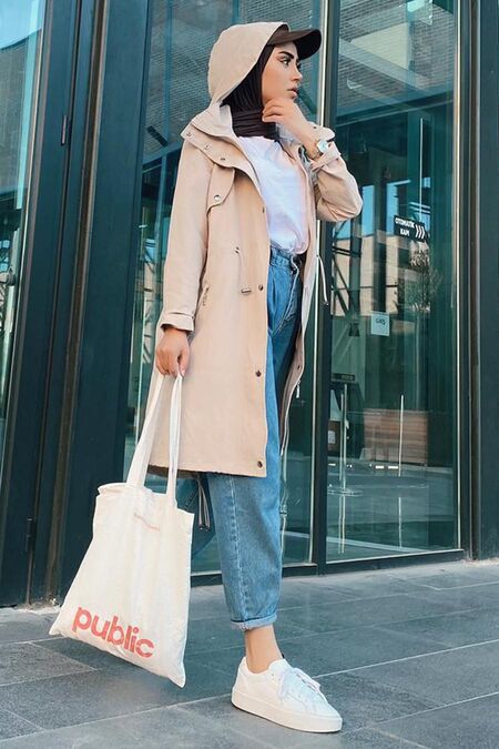 Beige Hijab Coat 249BEJ - NEVA STYLE