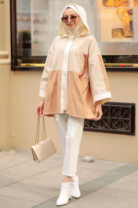 Beige Hijab Coat 30735BEJ - NEVA STYLE