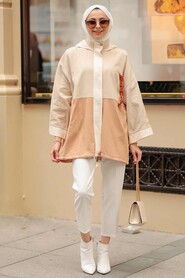 Beige Hijab Coat 30735BEJ - 2