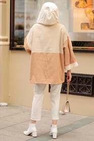 Beige Hijab Coat 30735BEJ - 4