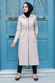 Beige Hijab Coat 4401BEJ - 1