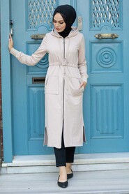 Beige Hijab Coat 4402BEJ - 2