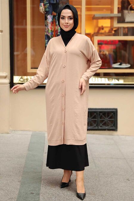 Beige Hijab Coat 57290BEJ - NEVA STYLE