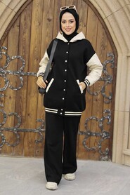 Beige Hijab College Jacket 35742BEJ - 1