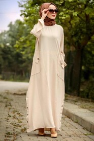 Beige Hijab Daily Dress 30112BEJ - 1