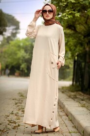 Beige Hijab Daily Dress 30112BEJ - 2