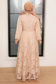 Beige Hijab Dress 1063BEJ - 3