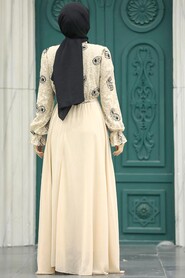 Beige Hijab Dress 12170BEJ - 3