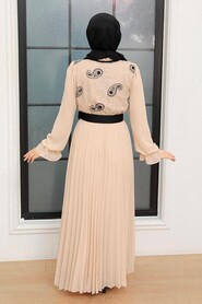 Beige Hijab Dress 1218BEJ - 3
