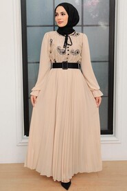 Beige Hijab Dress 1218BEJ - 1