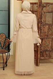 Beige Hijab Dress 1321BEJ - 4