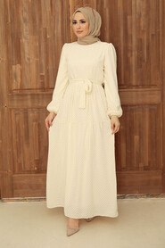 Beige Hijab Dress 13290BEJ - NEVA STYLE