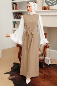 Beige Hijab Dress 1335BEJ - NEVA STYLE