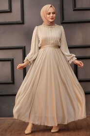 Beige Hijab Dress 14231BEJ - 1