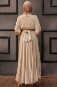 Beige Hijab Dress 14231BEJ - 2