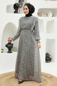 Beige Hijab Dress 1604BEJ - 1