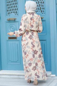 Beige Hijab Dress 1728BEJ - 2