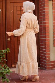 Beige Hijab Dress 1755BEJ - 2