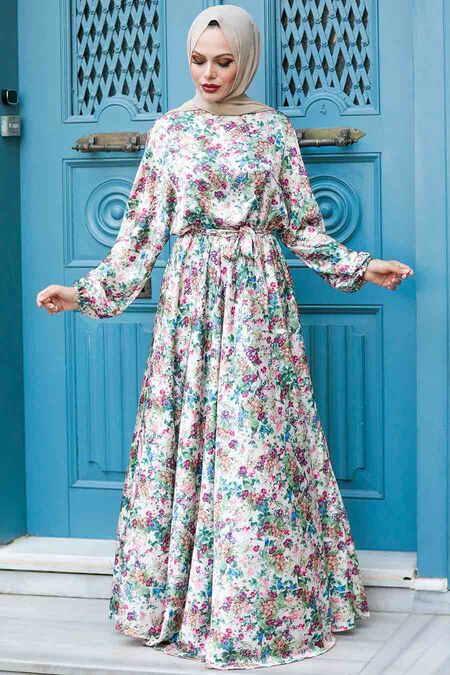 Beige Hijab Dress 22167BEJ - NEVA STYLE