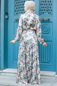 Beige Hijab Dress 22167BEJ - 2