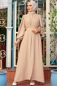 Beige Hijab Dress 2247BEJ - 1