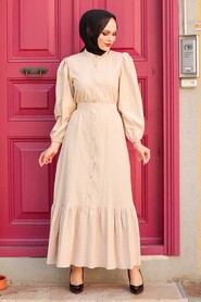 Beige Hijab Dress 2267BEJ - 1