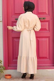 Beige Hijab Dress 2267BEJ - 2
