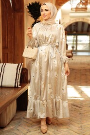 Beige Hijab Dress 22770BEJ - 1