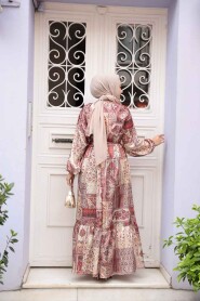 Beige Hijab Dress 23155BEJ - 3